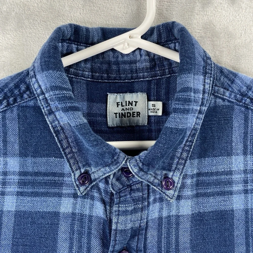 Flint and Tinder Shirt Mens Small Flannel Button Down Huckberry Plaid Cotton